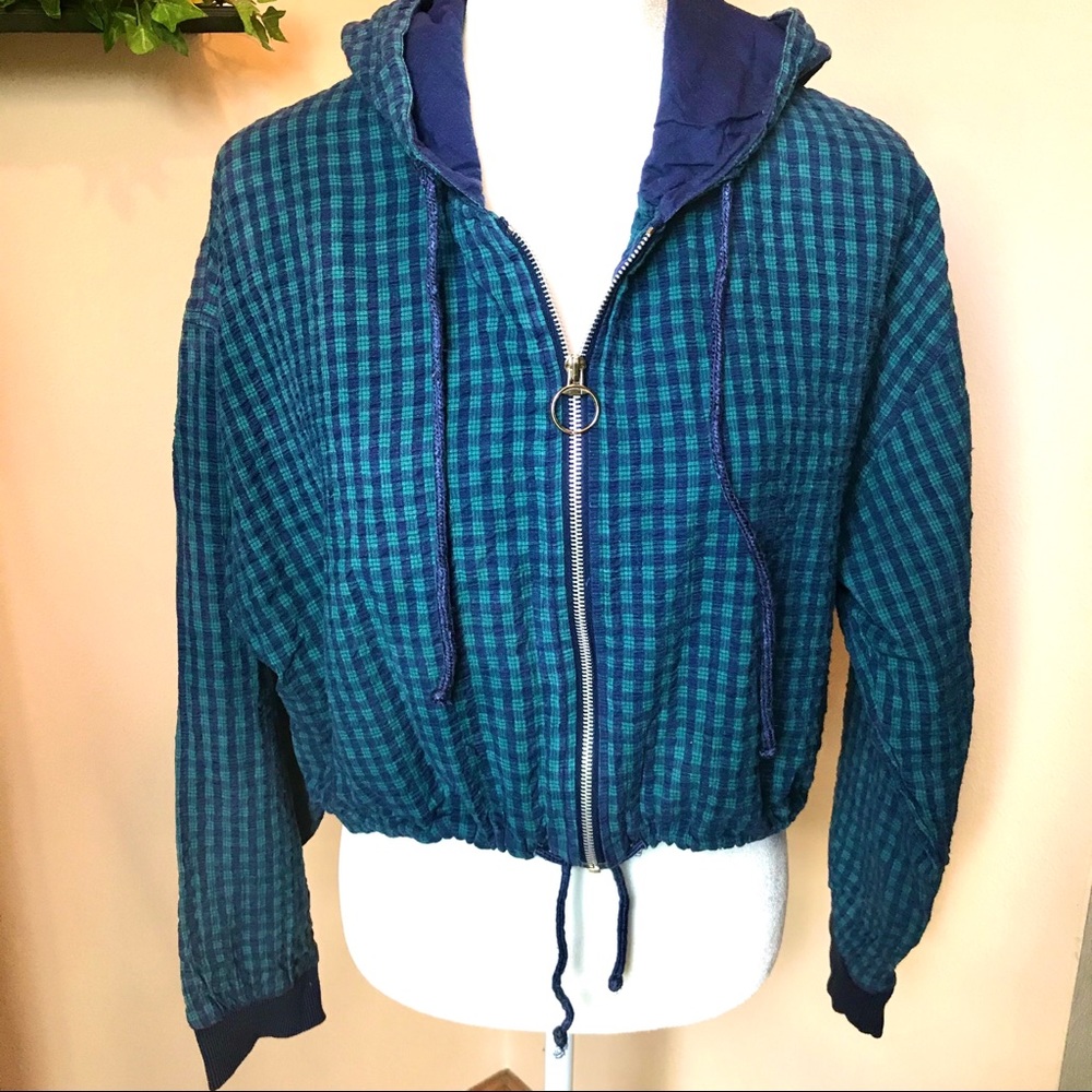 Krazy Kat Cropped plaid hoodie Size: Medium